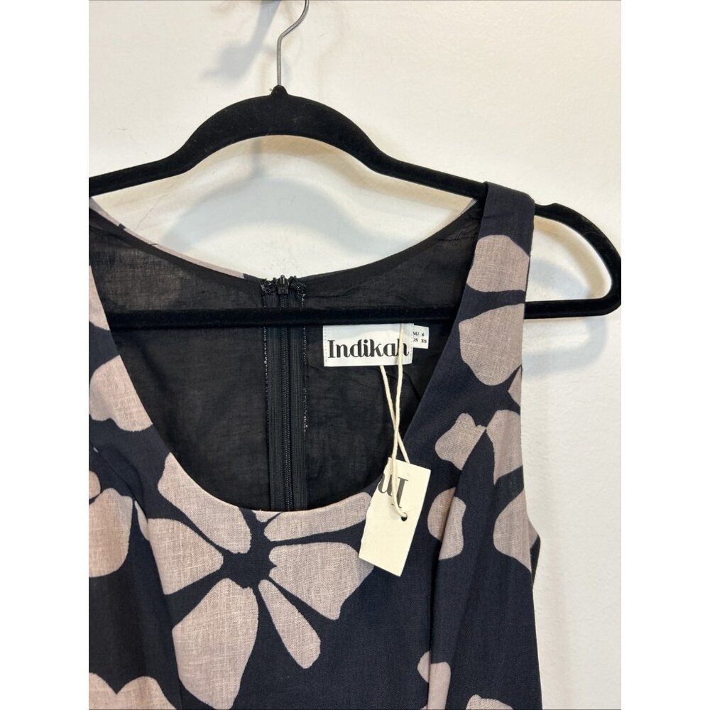 NWT Indikah Lillia Size XS Floral A-Line Maxi Dress Cotton Blend - Picture 3 of 11